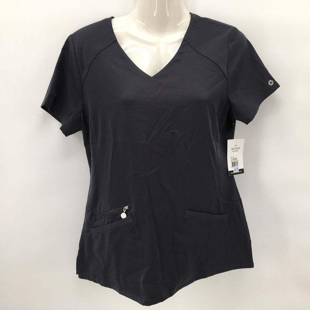 Beyond Sctubs Faith V Neck Scrub Top Pewter Grey S Nurse Medical Healthcare NWT